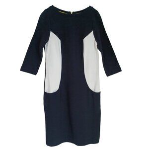 Boden Dress Black White Ottoman Shift Dress Color Blocked size 6 Long